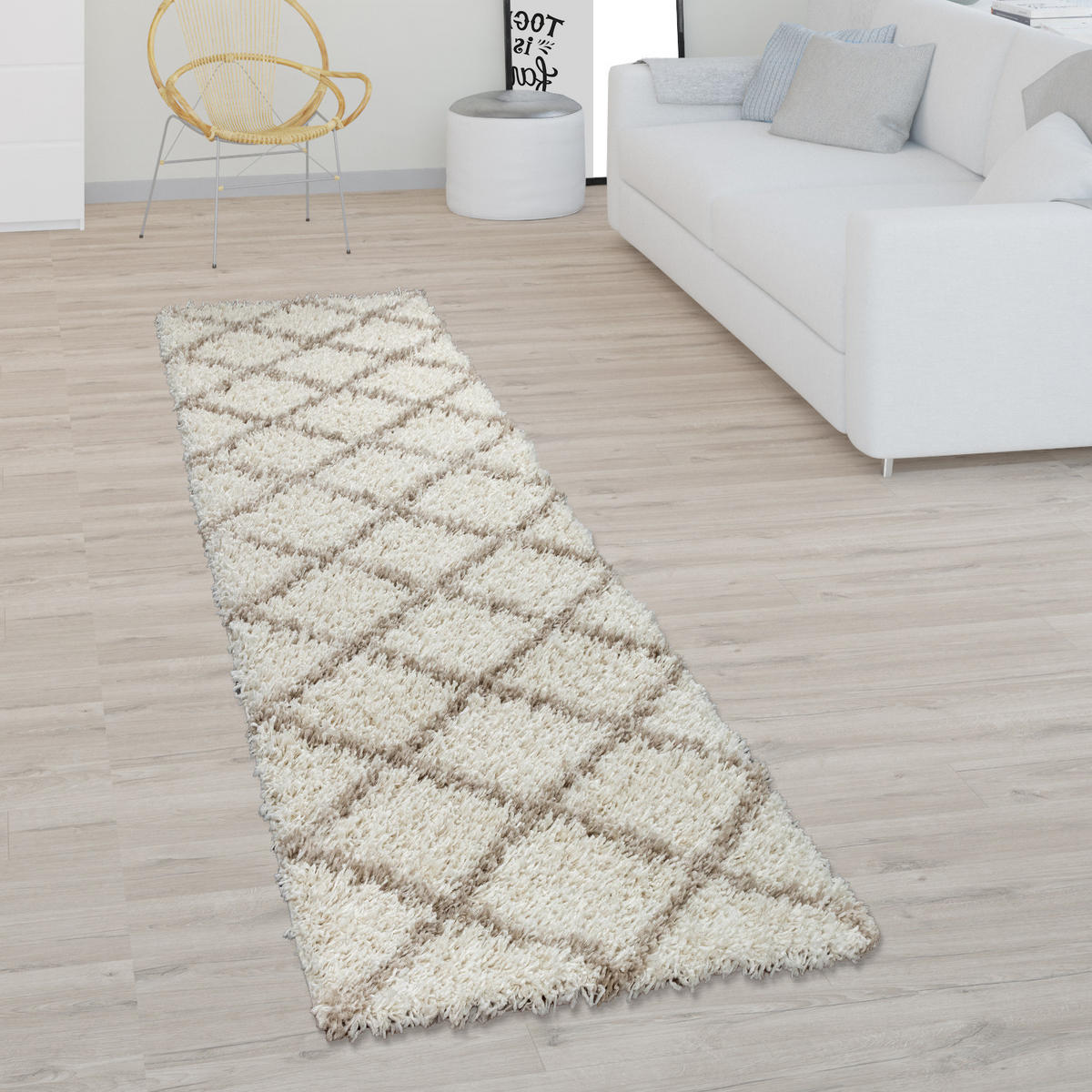HOCHFLORTEPPICH 60/100 cm Kalmar 441 - Weiß, Textil (60/100cm) - Paco Home
