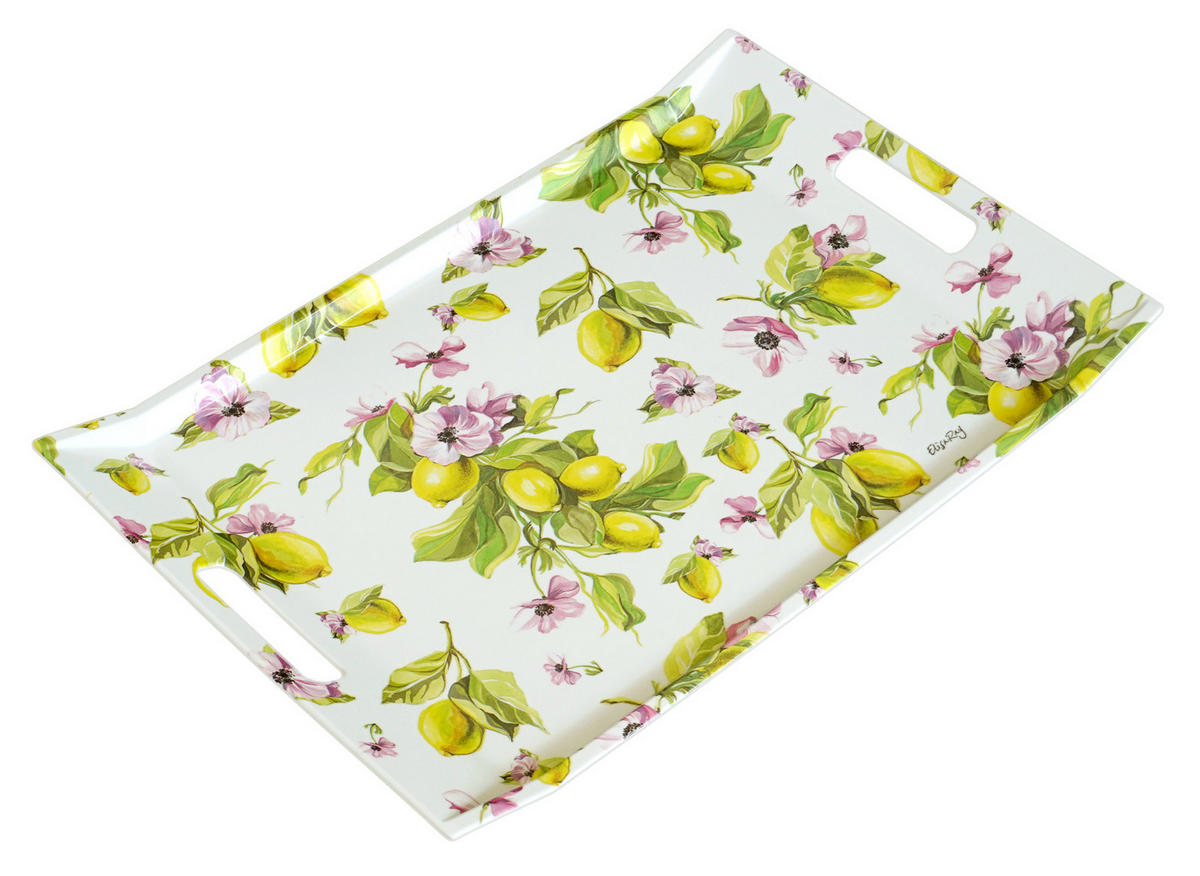 TABLETT Zitronen, rechteckige Serviertablett mit Griff 47x31 cm - Gelb, Kunststoff (31/3/47cm) - Lashuma
