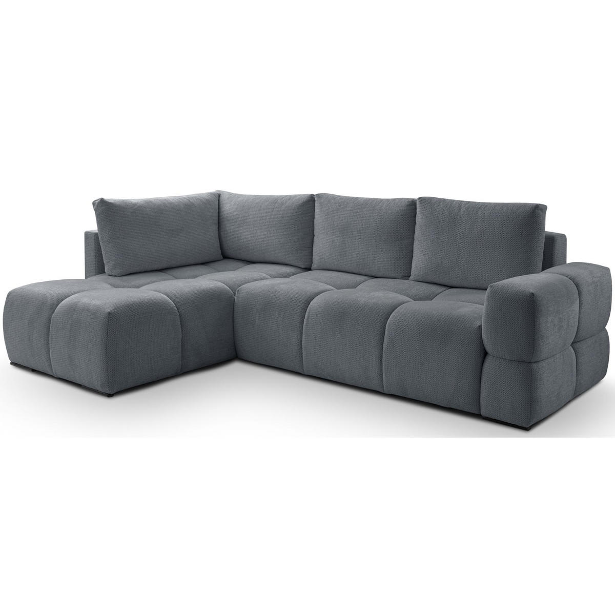 ECKSOFA Taremi mit Chenillebezug Dunkelgrau, beidseitig - Dunkelgrau/Schwarz, Textil (267/185cm) - Selsey