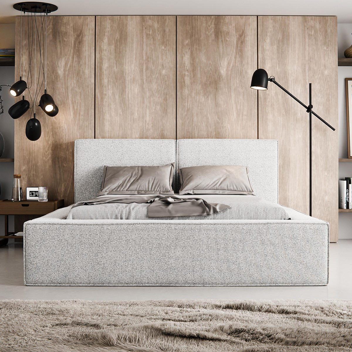 POLSTERBETT LESTI 140x200 cm, Hellgrau - Hellgrau, Textil (200/140cm) - Fedve
