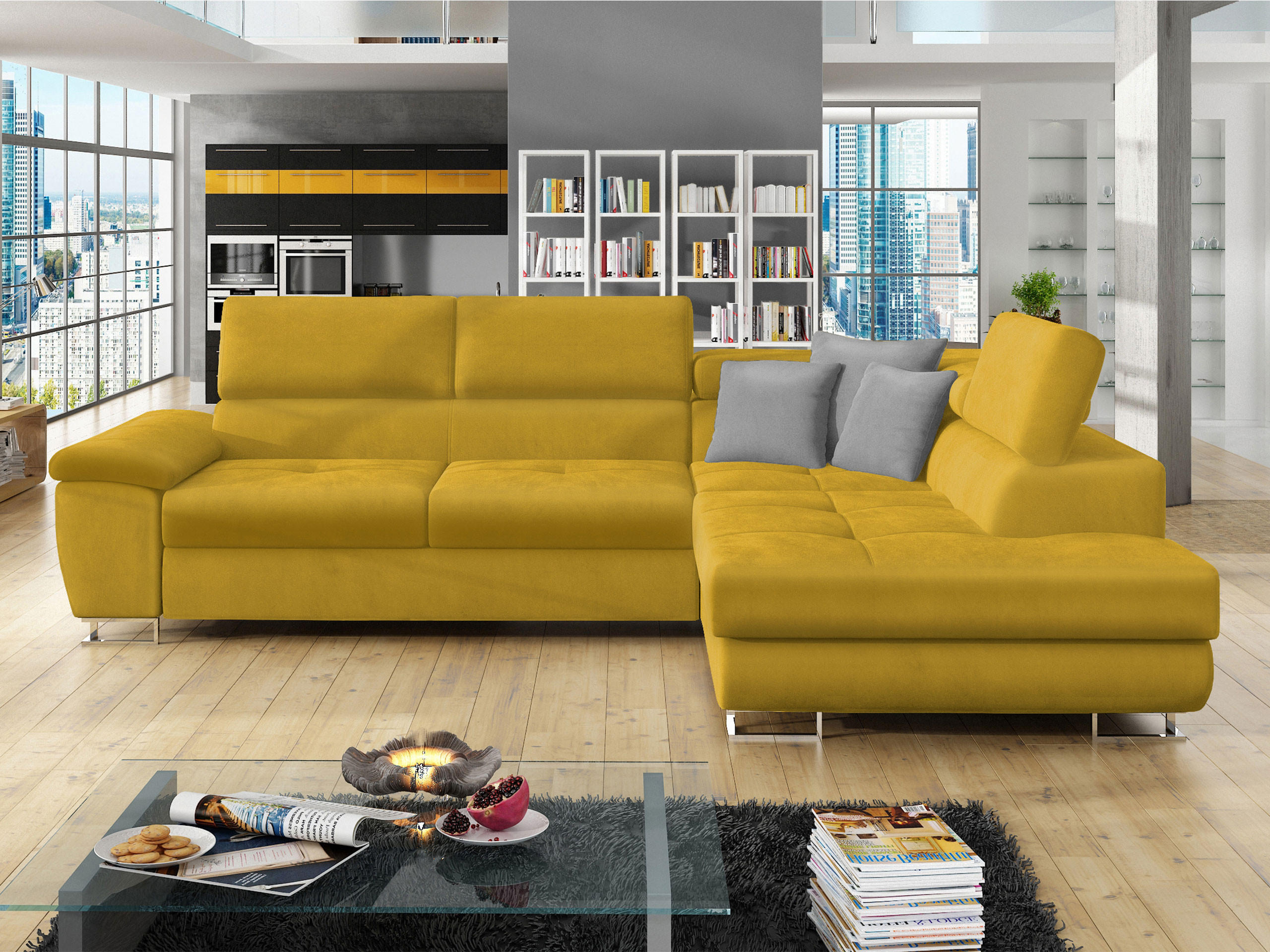 ECKSOFA Cotere, Seite: Rechts - Gelb, Holz/Textil (270/202cm) - MIRJAN24