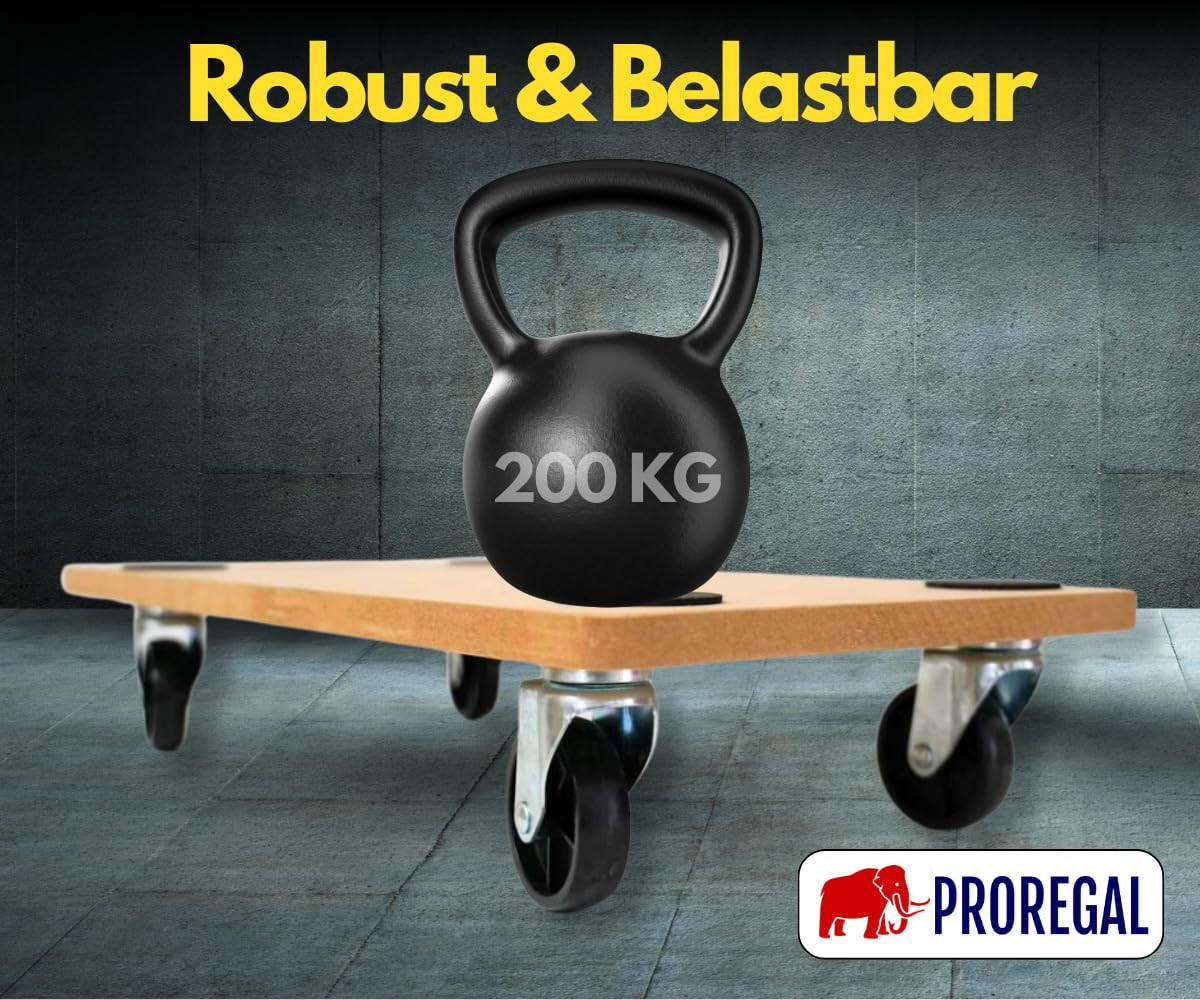 TRANSPORTROLLER mit 4 Rollen 11,5x30x60cm Traglast 200kg MDF Holzplatte Braun 2 Stück - Hellbraun, Holzwerkstoff (60/30/11.5cm) - PROREGAL