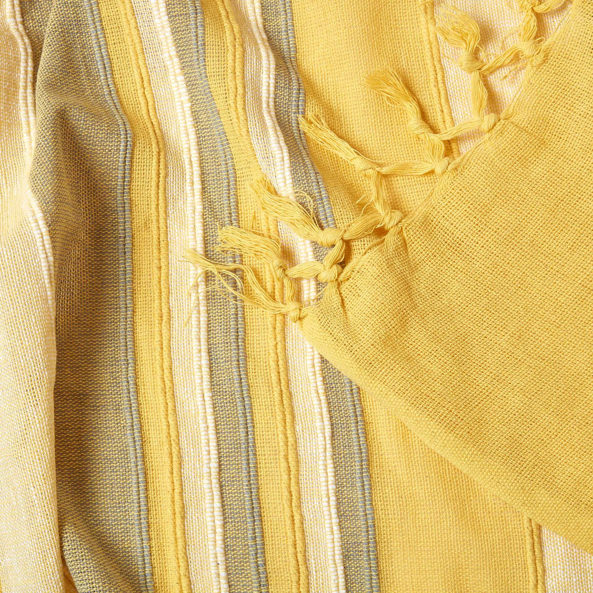 WOHNDECKE Morocco 150/200 cm, 100% Baumwolle gestreift - Gelb, Textil (150/200cm) - Homescapes
