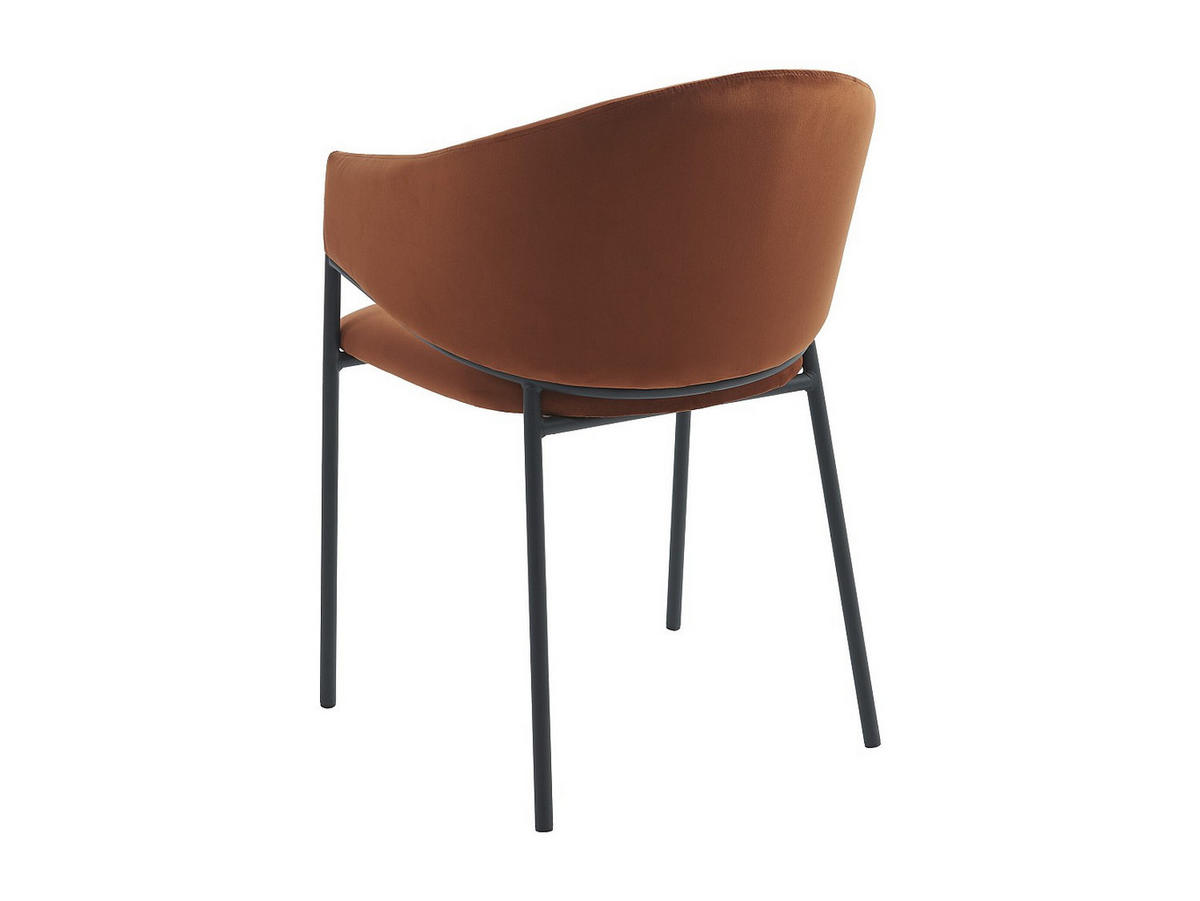 STUHL mit Armlehnen 6er-Set - Samt & schwarzes Metall - Terracotta - ORDIDA - Braun, Textil (61/80/53cm) - Pascal Morabito