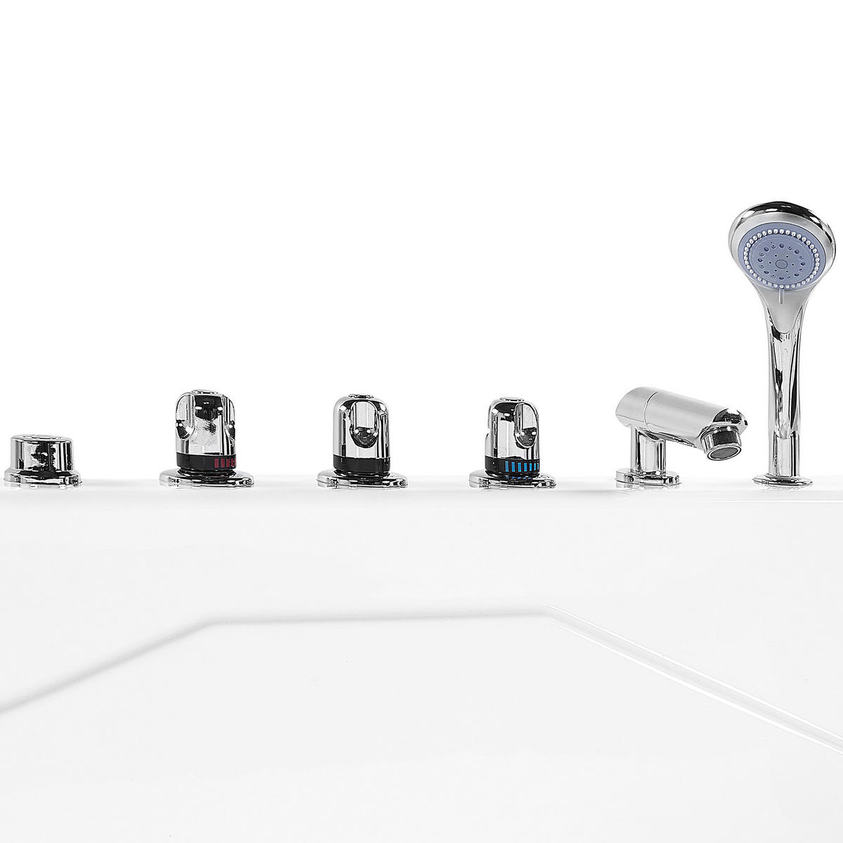 WHIRLPOOL-BADEWANNE mit LED 120x180x70 cm weiß Calama - Weiß, Kunststoff (120/70/180cm) - Beliani