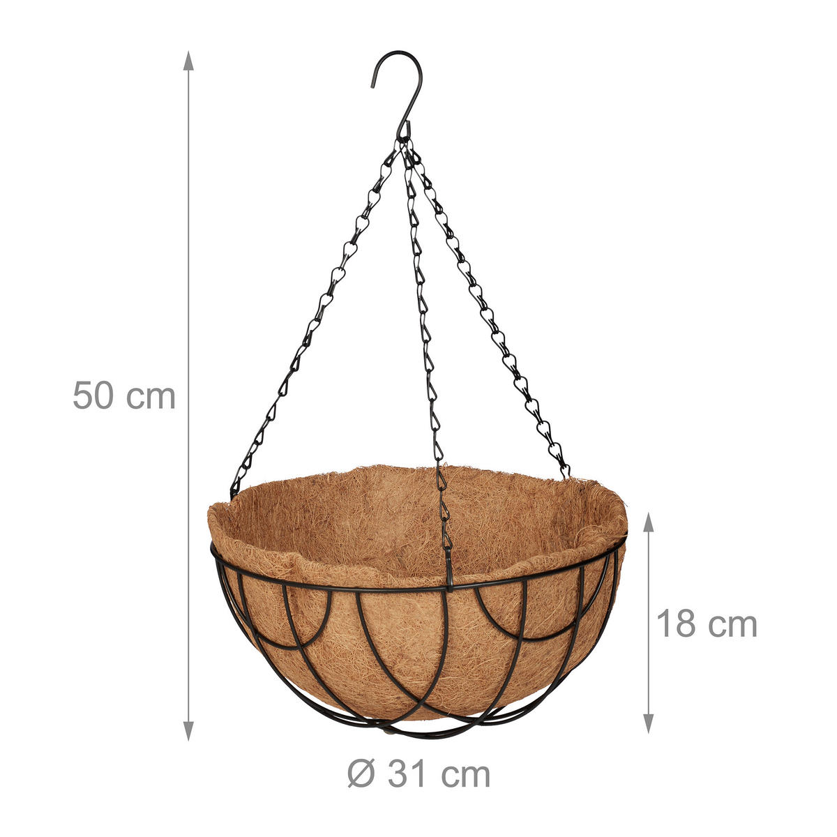 3XBLUMENAMPEL - Multicolor, Textil/Metall (31/50/31cm) - Relaxdays