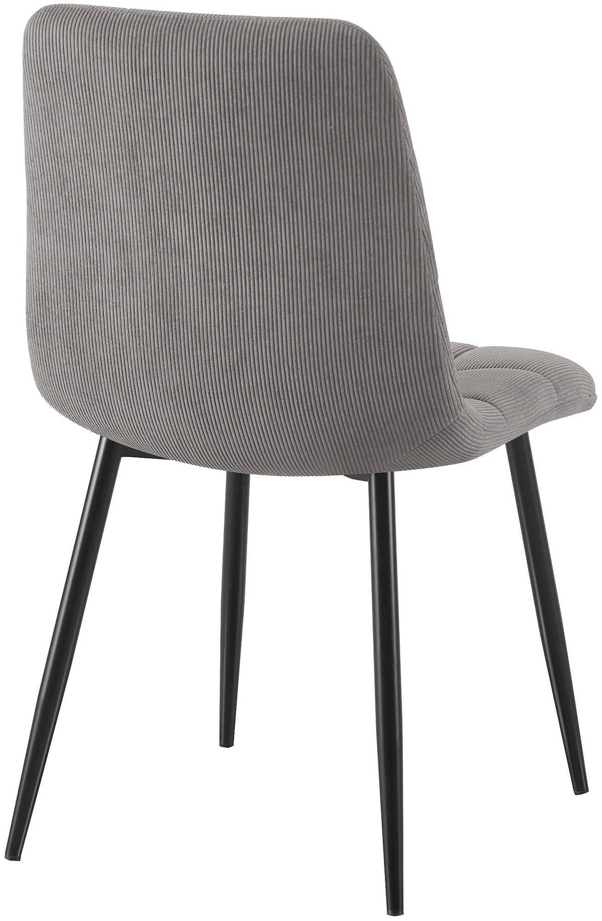 ESSZIMMERSTUHL 2 Cord Grau - Schwarz/Grau, Textil/Metall (45/84/55cm) - CLP