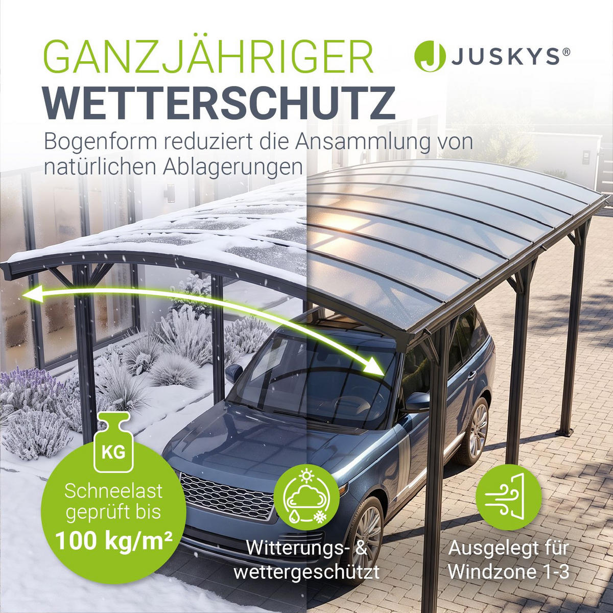 CARPORT mit Bogendach 5x3 m dunkelgrau - Dunkelgrau, Metall (302/233/505cm) - Juskys