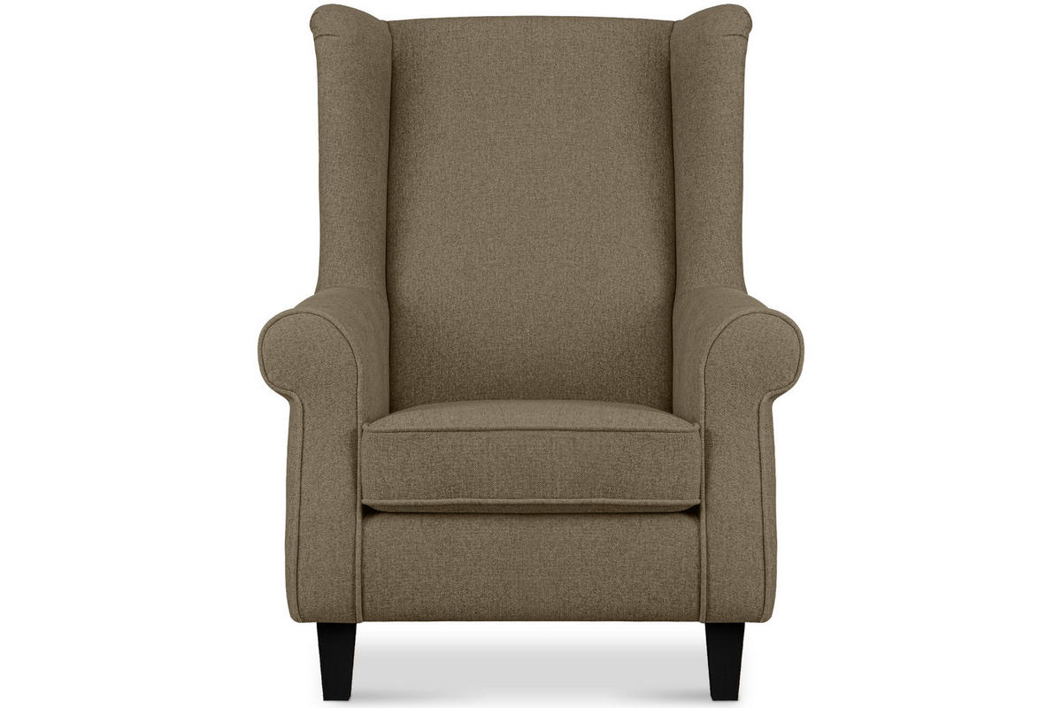 OHRENSESSEL MILES Massivholzbeine schwarz, braun - Braun, Holzwerkstoff/Buchenholz (82/105/97cm) - KONSIMO®