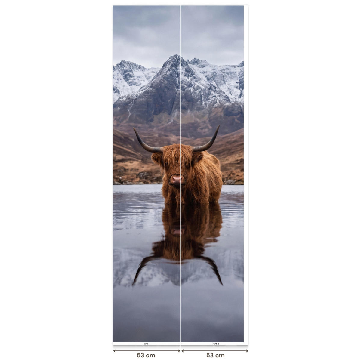TAPETE - Schottischer Hochländer - Braun - Wasser - 100x240 cm - Braun, Papier (100/240cm) - OnlyWow