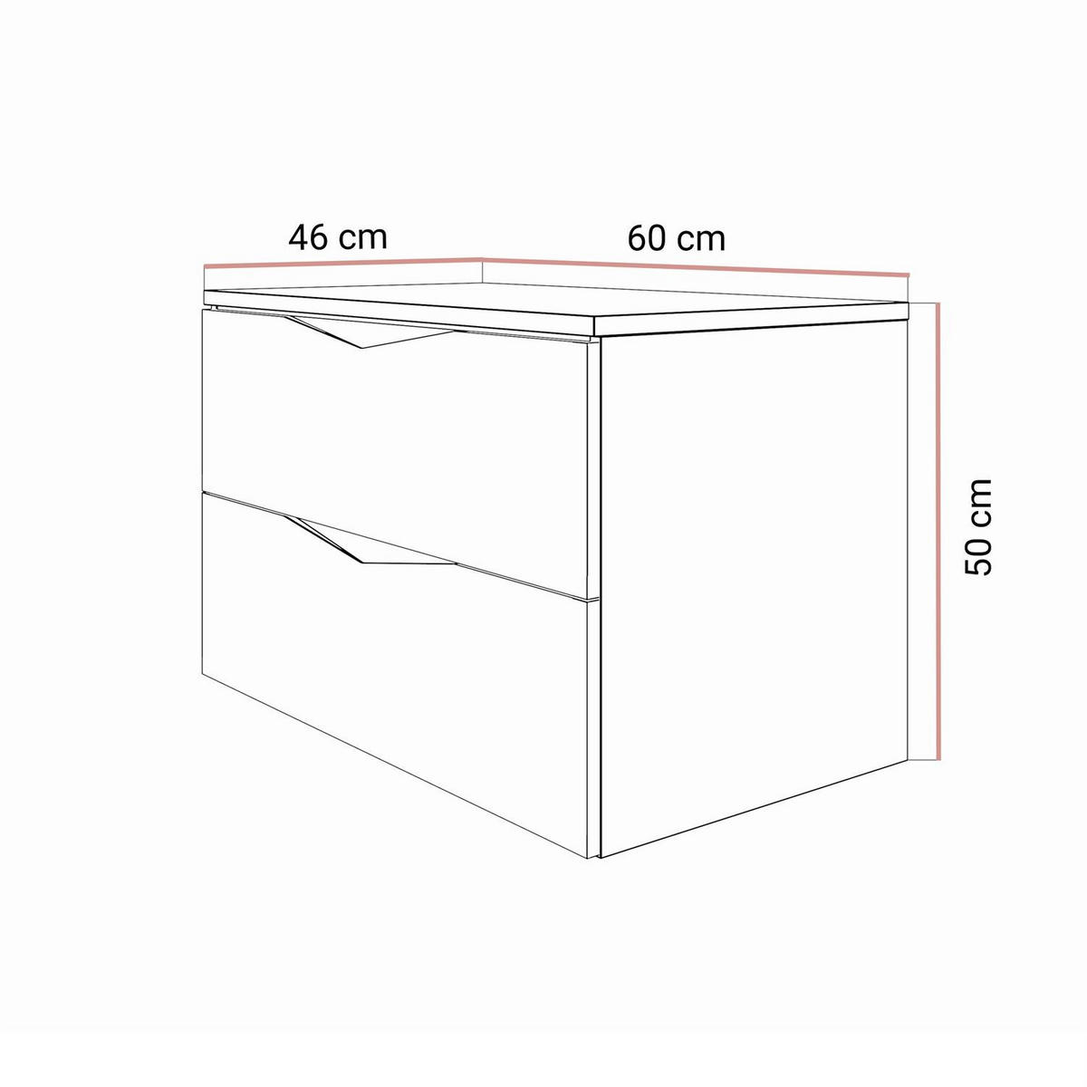 BADEZIMMERSET MIRA I 60 cm - Kaschmir, Holzwerkstoff (60/50/46cm) - Lookway