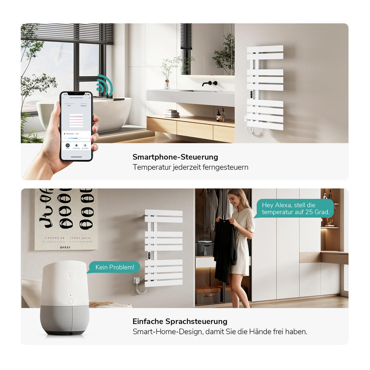 RADIJATOR Električni WiFi termostat Bijeli 100/50 cm - bijela, metal (50/100/11cm) - EMKE