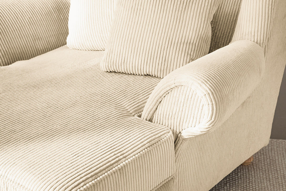 XXL SESSEL - Cord - Creme, Holz/Textil (135/100/128cm) - home24