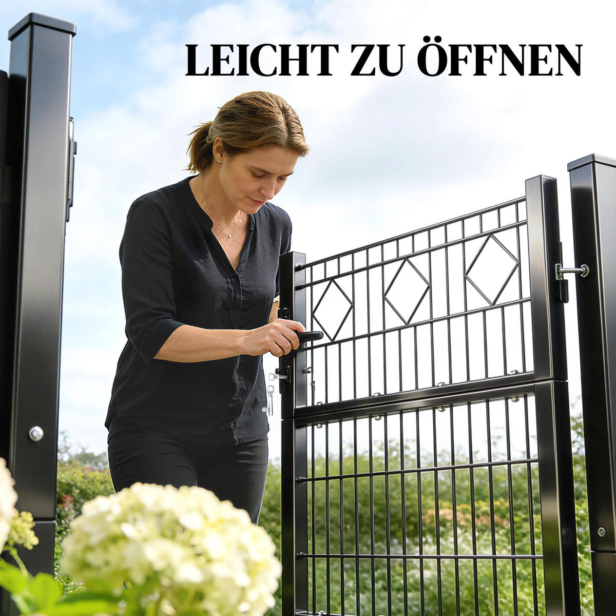 GARTENTOR Verzinktes Metall Dunkelgrau - Dunkelgrau, Metall (6/131cm) - Outsunny