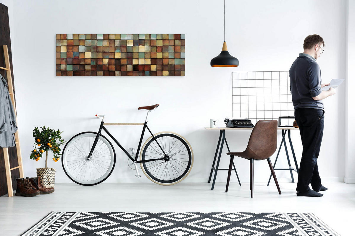 HOLZBILD Braun 144/44 cm - Braun/Grün, Holz (144/44cm) - KUNSTLOFT