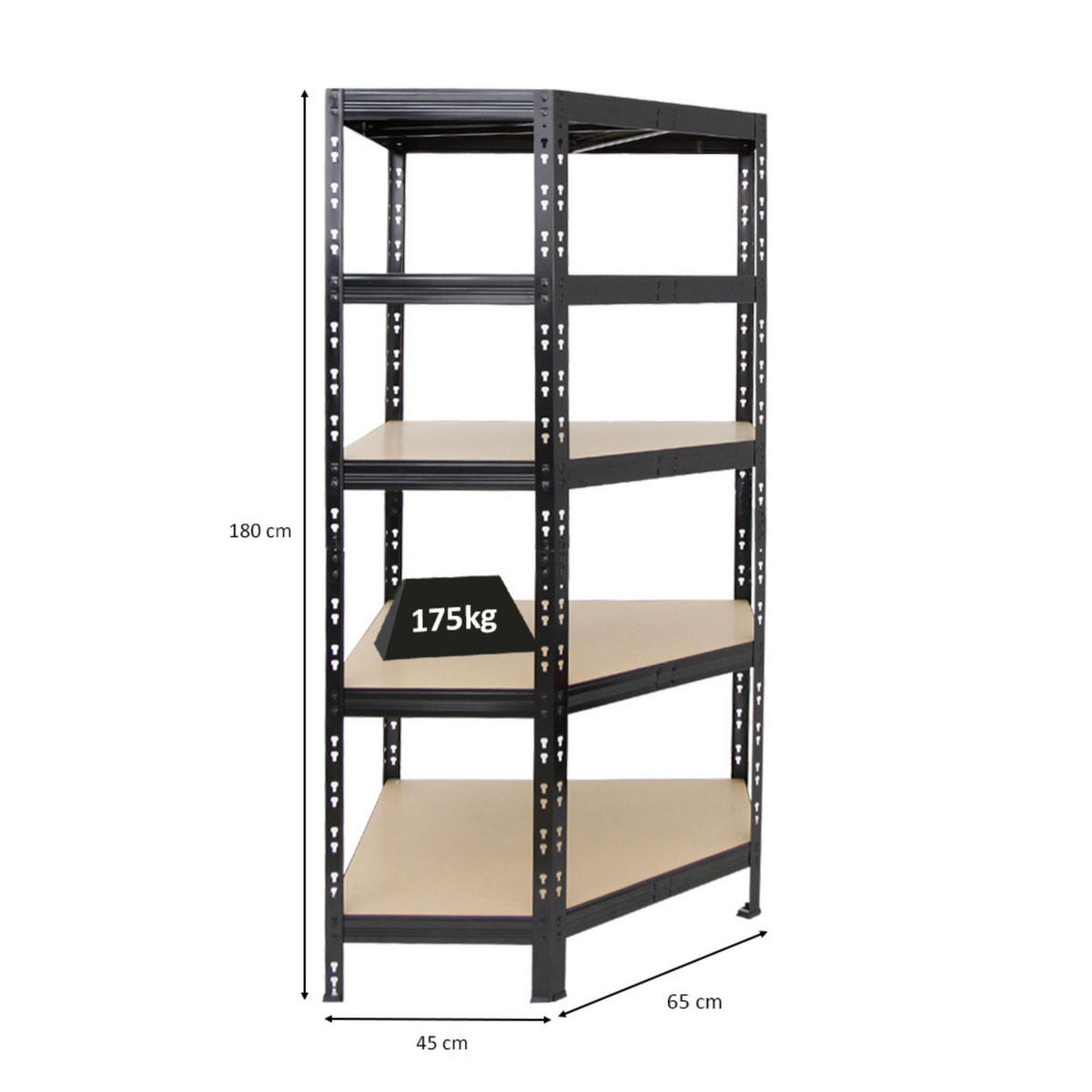 ECKREGAL Tiger 180x90x45 cm Fachlast 175 kg Schwarz - Schwarz, Metall (90/180/45cm) - PROREGAL