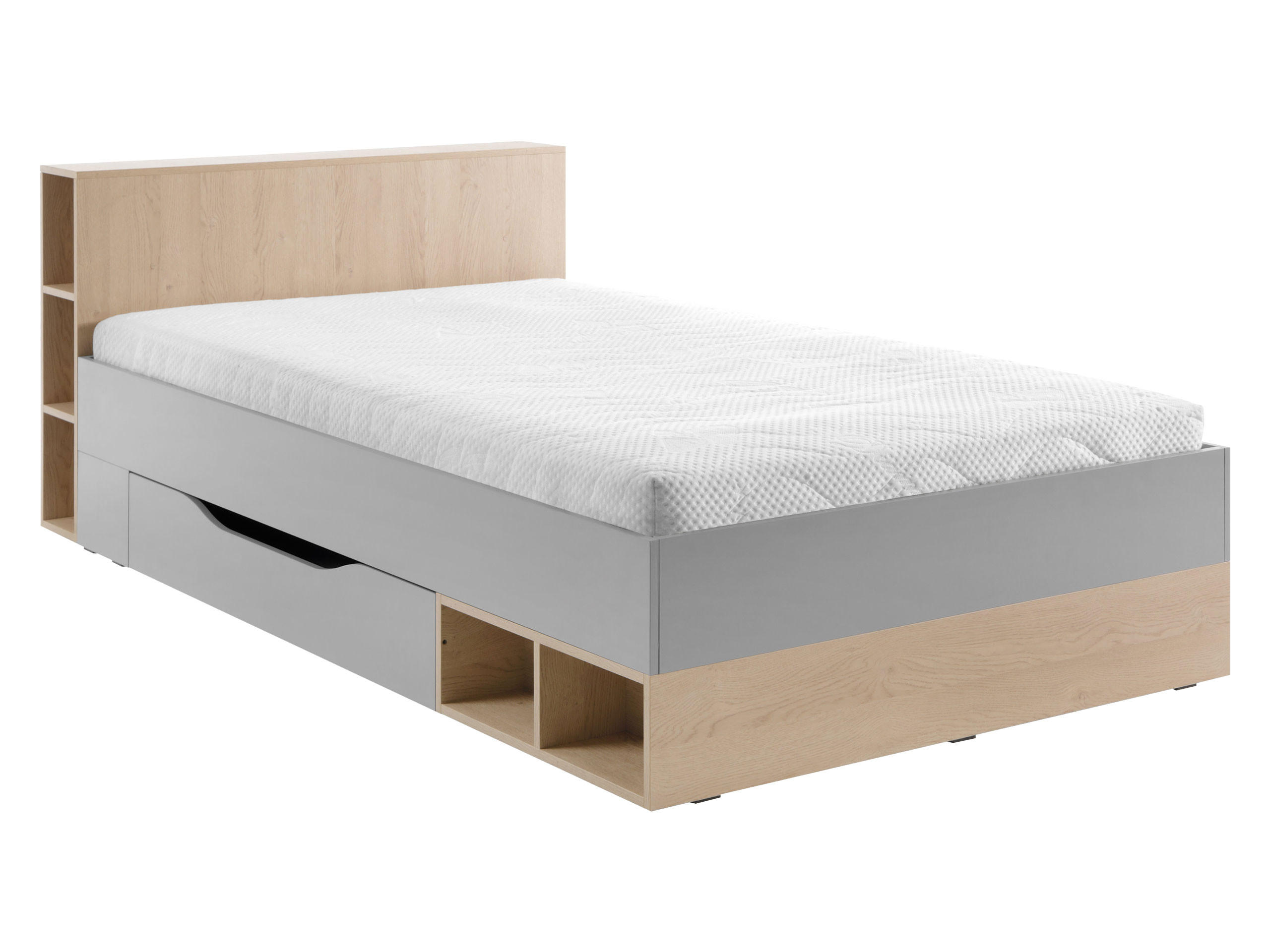 JUGENDBETT Oro OR06 - Naturfarben/Grau, Holzwerkstoff/Kunststoff (120/200cm) - MIRJAN24