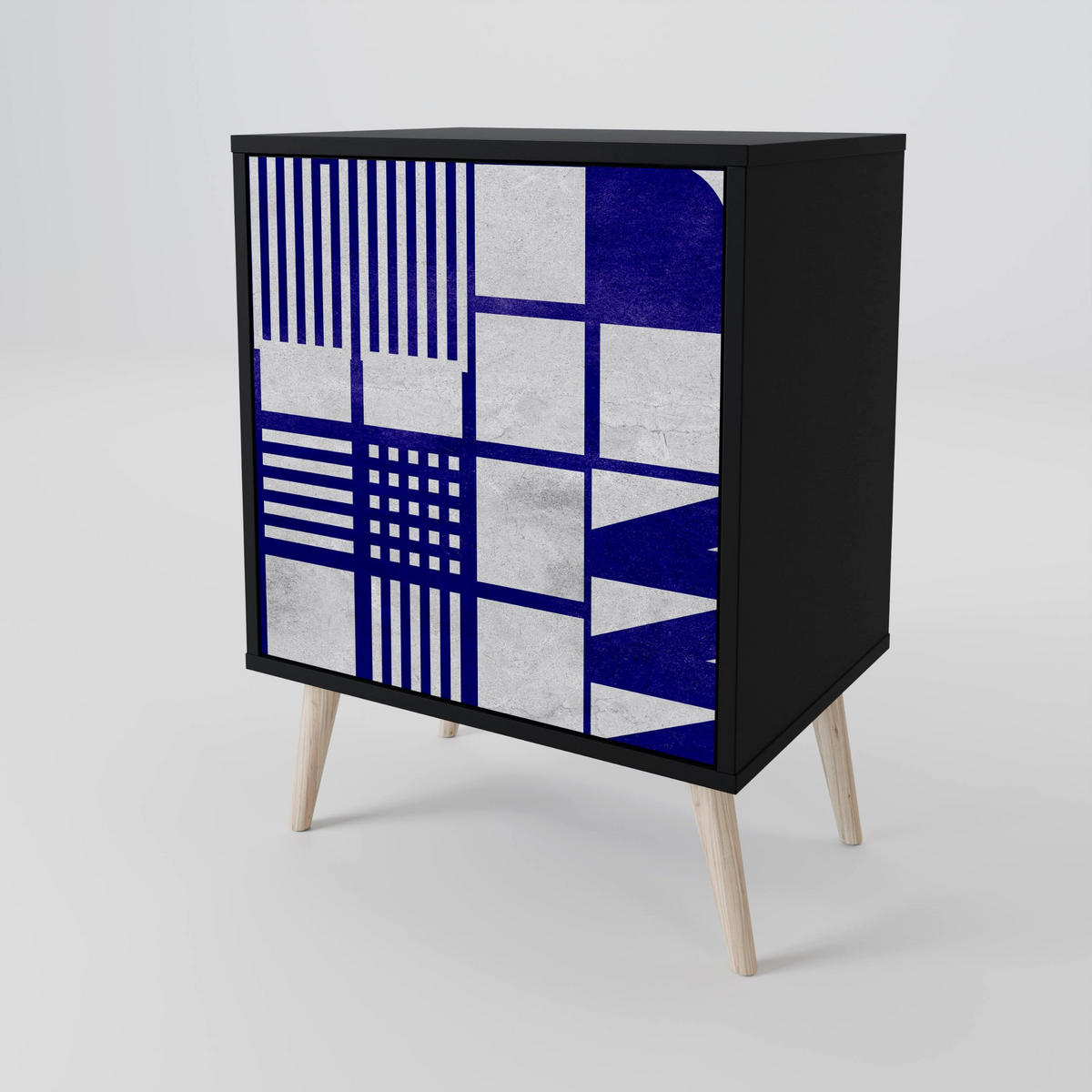 SIDEBOARD THE RIGHT PLACES, Schwarz, 57,5x42x67,5 cm, Schwarze Metall-Rahmenfüße - Multicolor/Schwarz, Holzwerkstoff/Metall (57.5/67.5/42cm) - SpaceRebels
