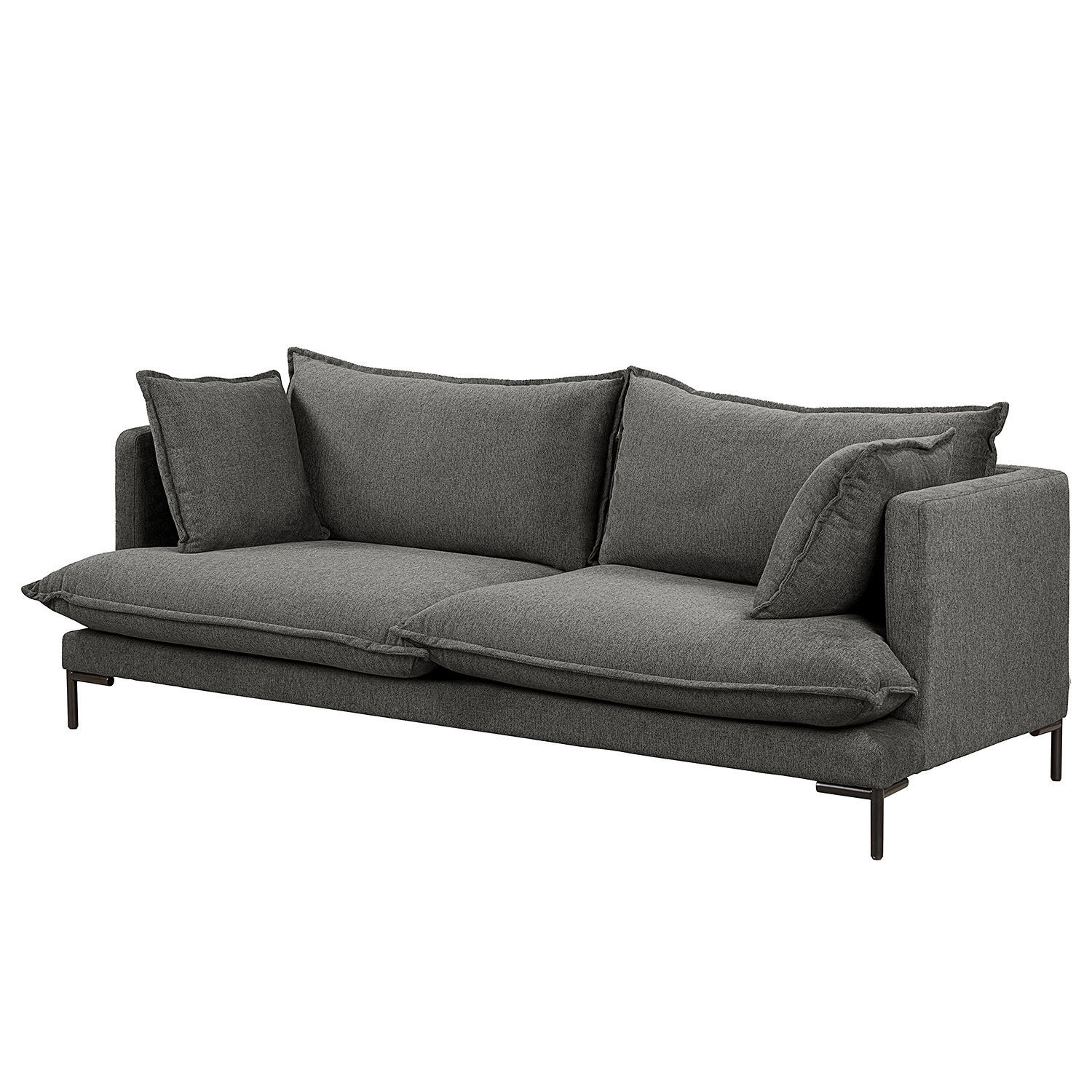3-SITZER SOFA - Webstoff / Metall - Dunkelgrau, Textil/Metall (216/101/82cm) - home24