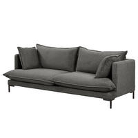 3-SITZER SOFA - Webstoff / Metall - Dunkelgrau, Textil/Metall (216/101/82cm) - home24