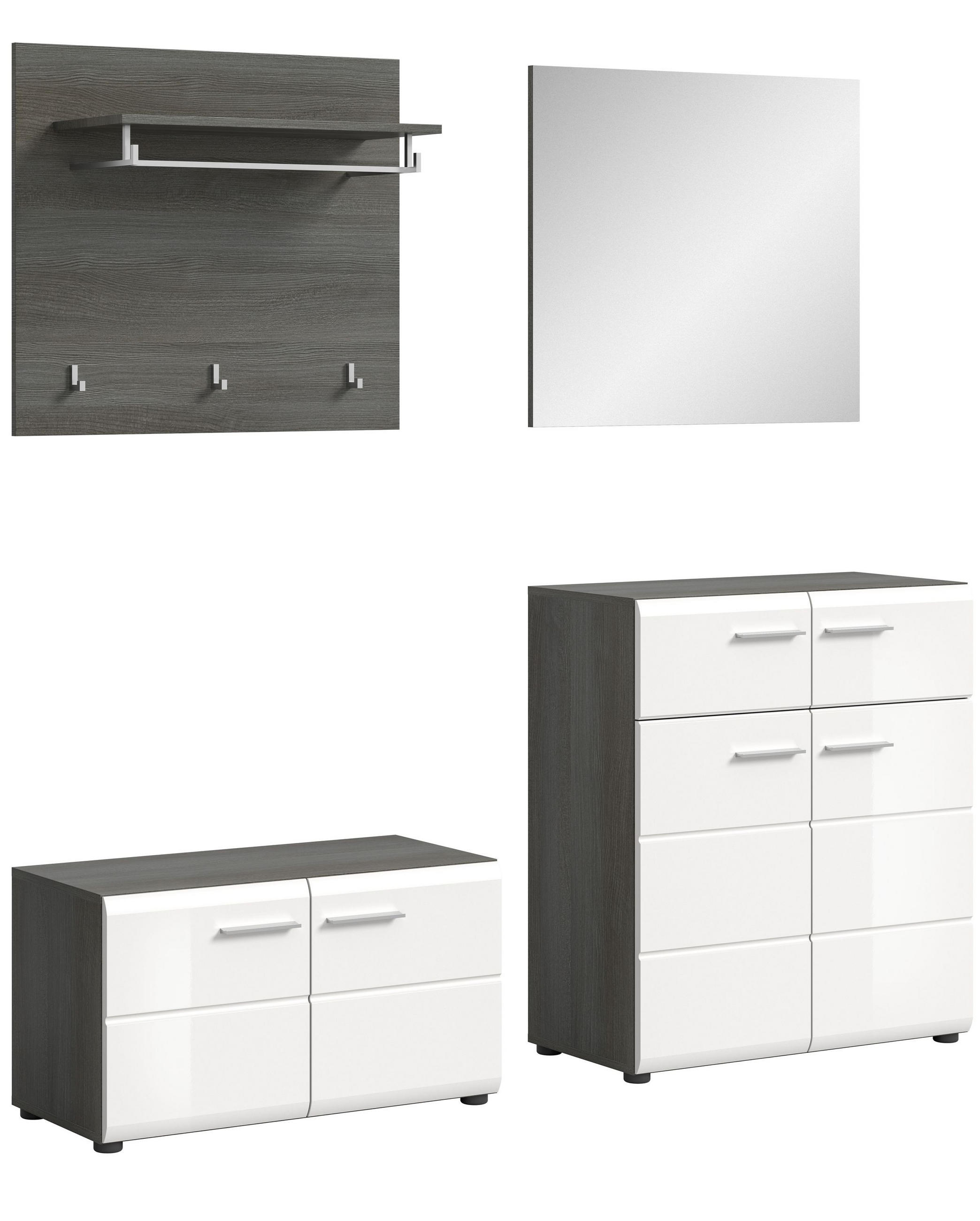 GARDEROBENKOMBINATION Salsa 175x192x37 cm Rauchsilber Weiß 4tlg. - Silberfarben, Holz (175/192/37cm)