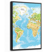 LEINWAND Bilder mit Rahmen - Weltkarte - Statistisch - Blau - Erde - Bildung - 40x60 - Blau, Textil (40/60cm) - MuchoWow