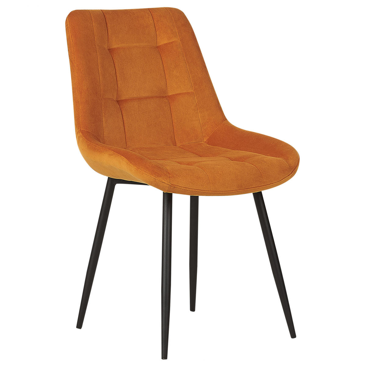 ESSZIMMERSTUHL 2er-Set Samtstoff orange Melrose - Schwarz/Orange, Textil (55/85/61cm) - Beliani