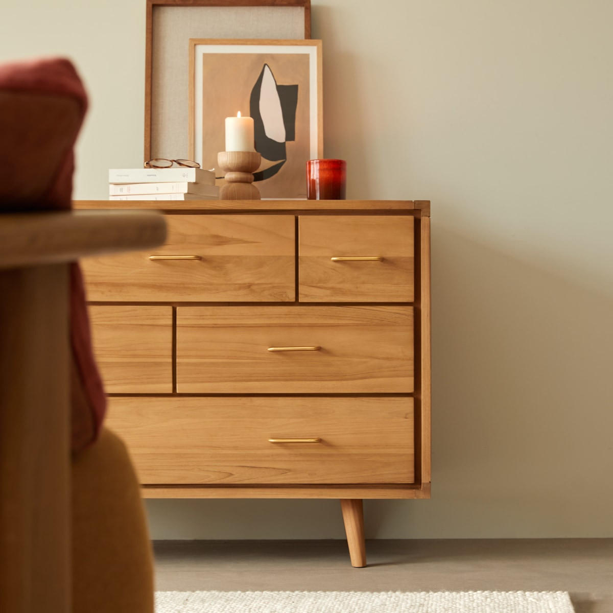 KOMMODE Kort Natur aus Teak - Naturfarben, Holz (110/79/50cm) - Tikamoon