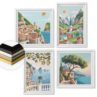 WANDBILDER 4er-Set - 50x50 cm & 40x60 cm Weißer Rahmen - Meereslandschaften, Zitrusfrüchte - Weiß, Kunststoff (50/50cm) - ArtPrintCave