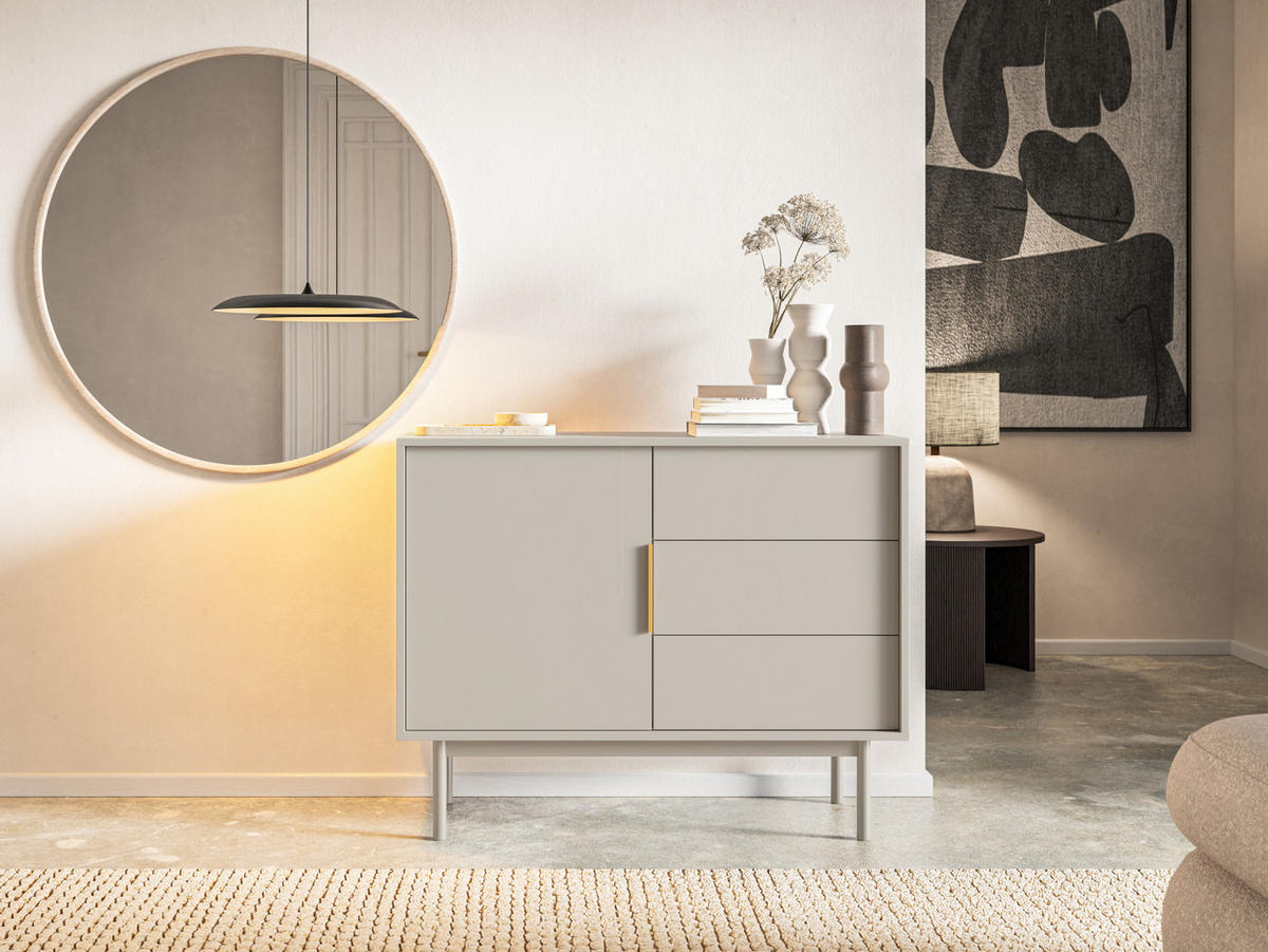 SIDEBOARD Viviaro Graubeige 104 cm - Greige/Goldfarben, Holz/Holzwerkstoff (104/82/39cm) - Selsey