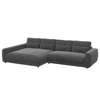 ECKSOFA mit XXL-Longchair - Schwarz/Grau, Kunststoff/Textil (323/182cm) - home24