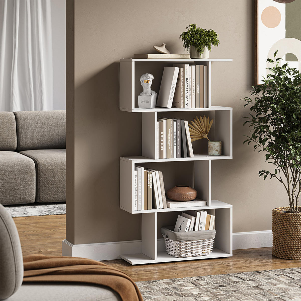 RAUMTEILER Levio Weiß 70 x 132.1 cm 4 Fächer - Weiß, Holzwerkstoff (70/132.1/23.8cm) - Vicco