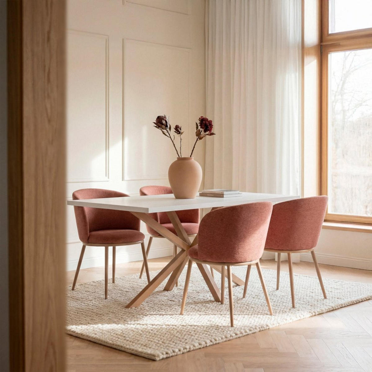 ESSZIMMERSTUHL Nolan Terrakotta / Orange 51 cm x 80 cm 2er-Set - Terracotta, Textil (51/80/57cm) - Klast Home