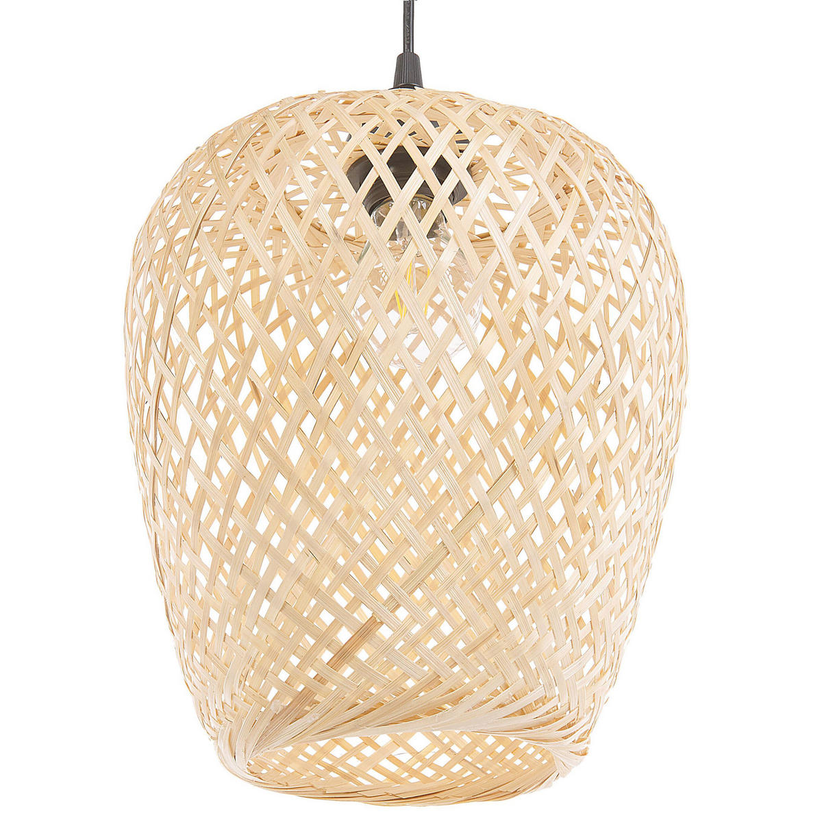 HÄNGELAMPE Bomu 23/23/30 cm - Hellbraun, Holz (26/26/119cm) - Beliani