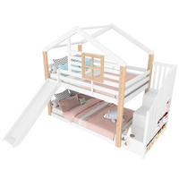 HAUSBETT 90/200 cm Weiß aus Holz mit Rutsche und Treppe mit Stauraum - Weiß, Holz (90/200cm) - Flora Grace