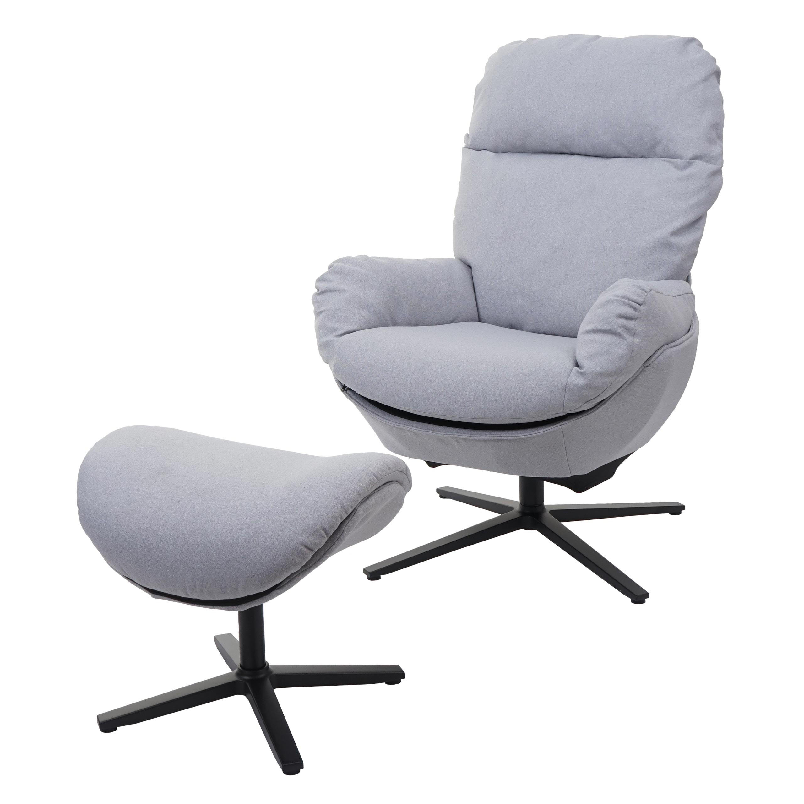 RELAXSESSEL + HOCKER Hellgrau - Hellgrau, Textil (72/101/73cm) - MCW