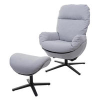 RELAXSESSEL + HOCKER Hellgrau - Hellgrau, Textil (72/101/73cm) - MCW