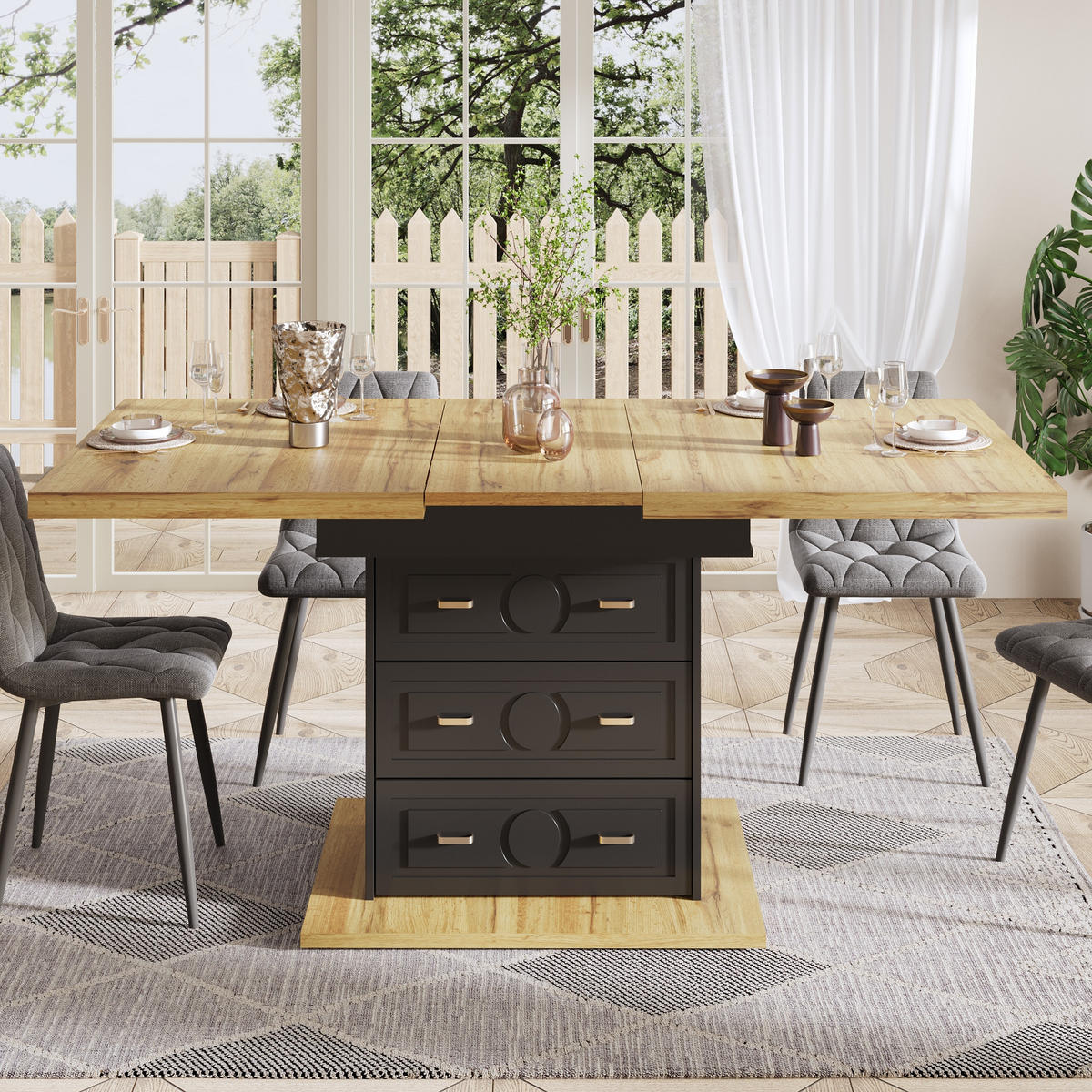 ESSTISCH Ausziehbar 110-140x80Cm Holz 6 Personen - Naturfarben, Metall (80/110/75cm) - FLIEKS