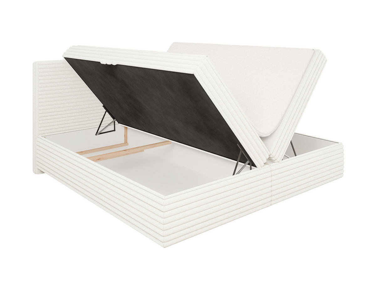 BOXBETT Roma 200/200 cm Hellbeige Plüschcord - Beige/Schwarz, Holz/Kunststoff (200/200cm) - S-Style Möbel