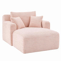 CHAISELONGUE vielseitig nutzbar Cord Pink ohne Montage - Pink, Kunststoff (100/82/166cm) - Meubliv