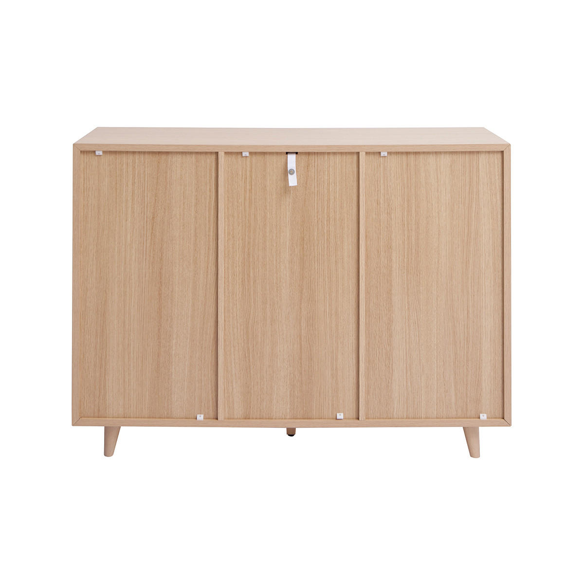 SCHUHSCHRANK Helles Holzdekor Eichenfurnier Goldenes Metall B110 cm SILVESTRE - Eiche Bianco, Holz (34.5/83.5/110cm) - Miliboo