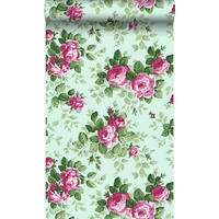 TAPETE Rosen 53 cm x 10.05 m - Grün, Papier (53/1000cm) - Origin Wallcoverings