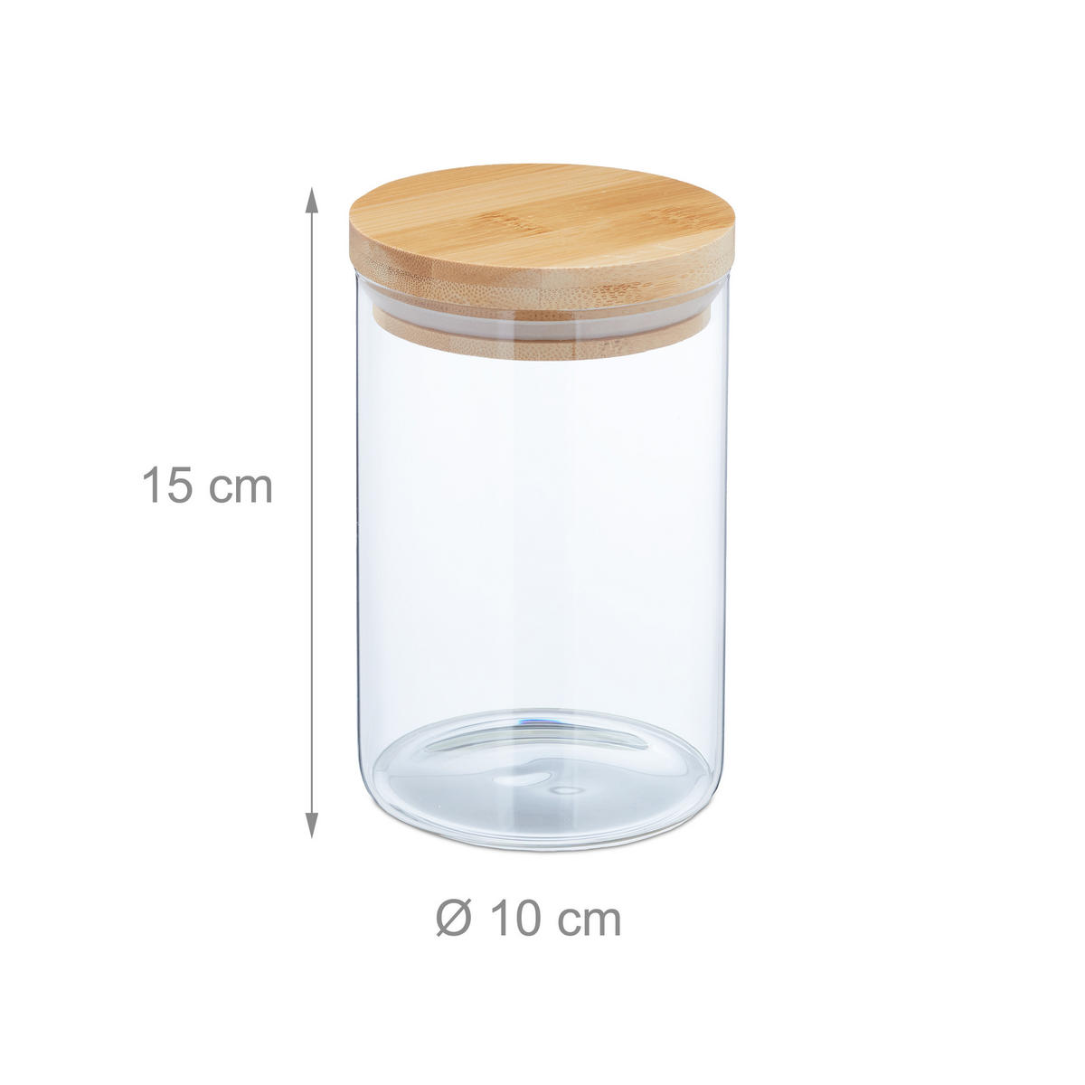 3XVORRATSGLAS - Transparent, Glas/Holz (10/15/10cm) - Relaxdays