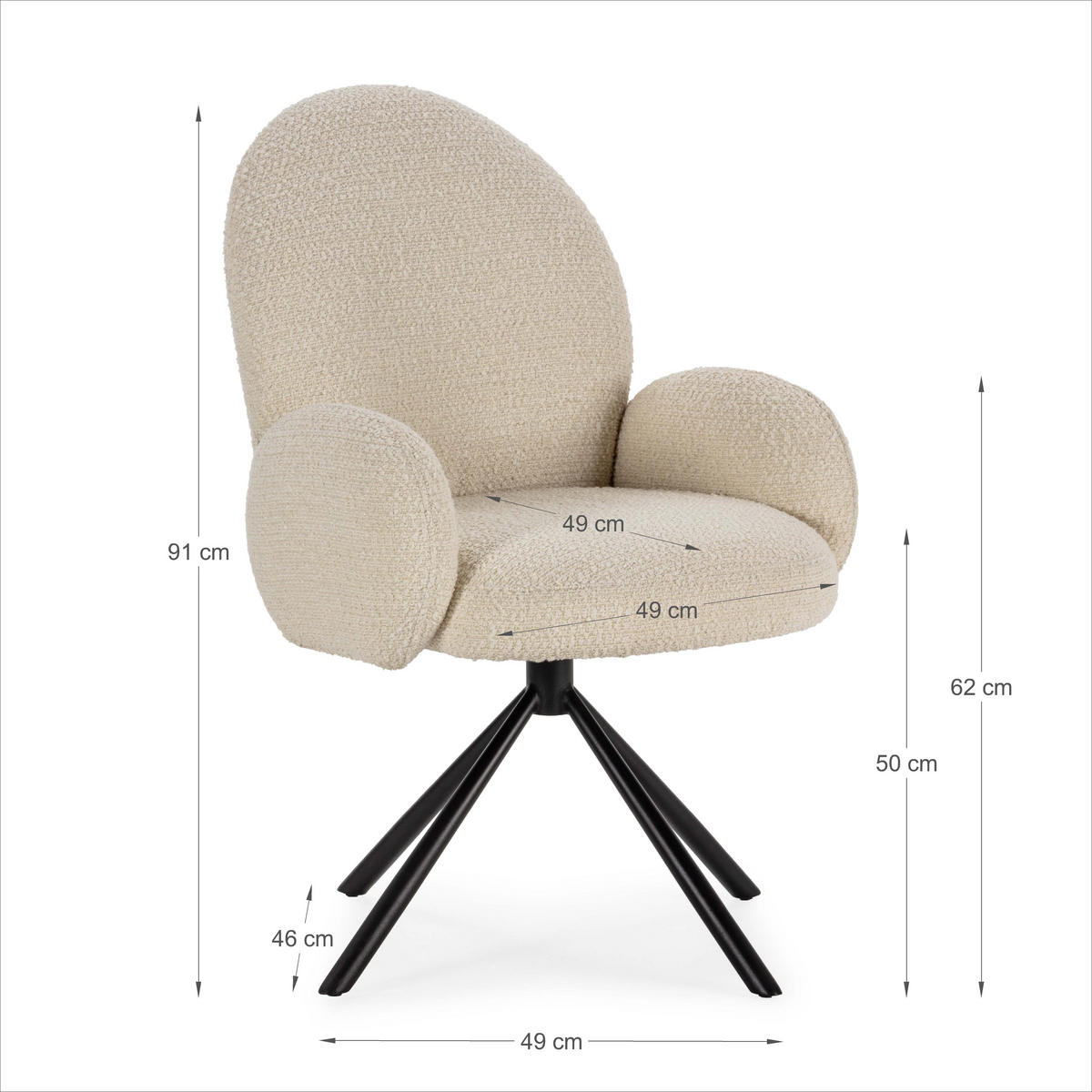 ESSZIMMERSTUHL Dario Beige 65/60/50 cm - Beige, Textil (60/50/65cm) - Drawer