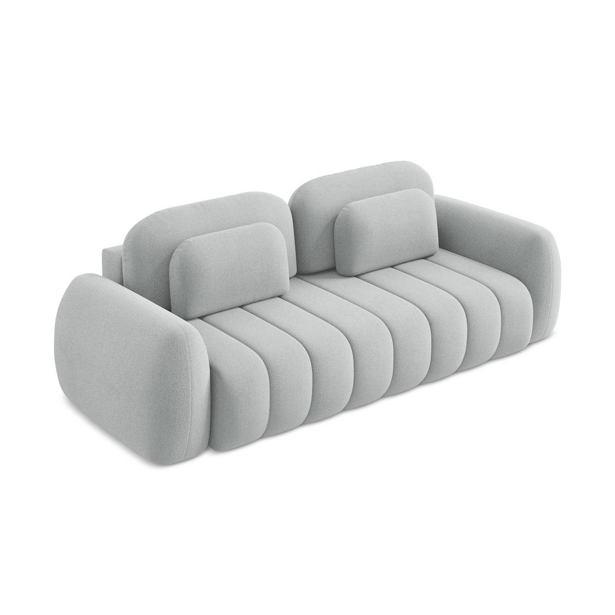 3-SITZER SOFA mit Schlaffunktion Bouclé Stoff Grau - Hellgrau/Schwarz, Holzwerkstoff/Kunststoff (266/95/121cm) - LaMiaSofa