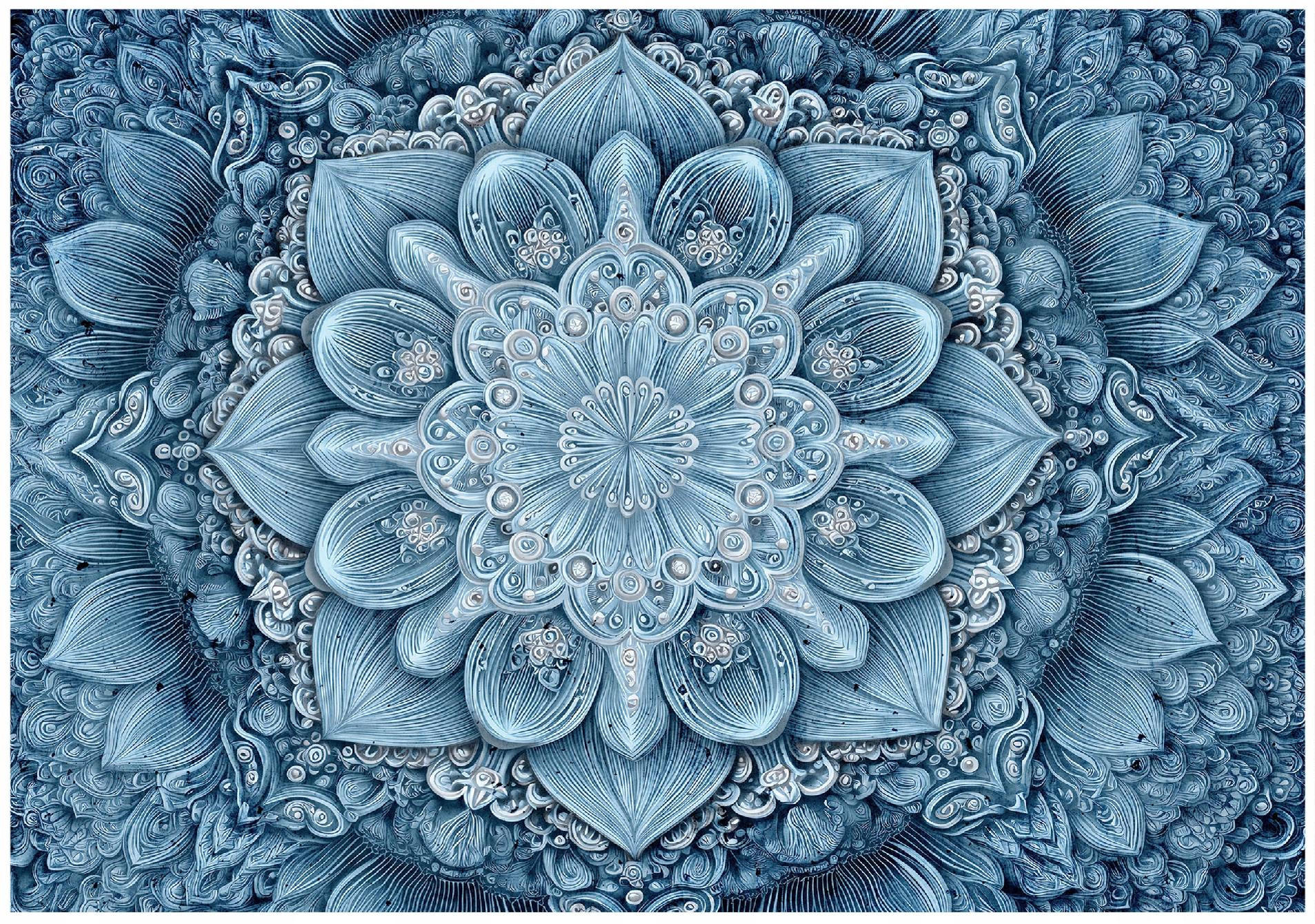 FOTOTAPETE Mandala Abstrakt Blau 200x140 cm - Multicolor, Papier (200/140cm) - Wallarena