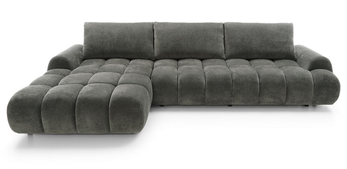 ECKSOFA 340 cm Valerio II, Schlaffunktion, Bettkasten, Links, Dunkelgrau - Dunkelgrau, Holz (340/177cm) - Emporius