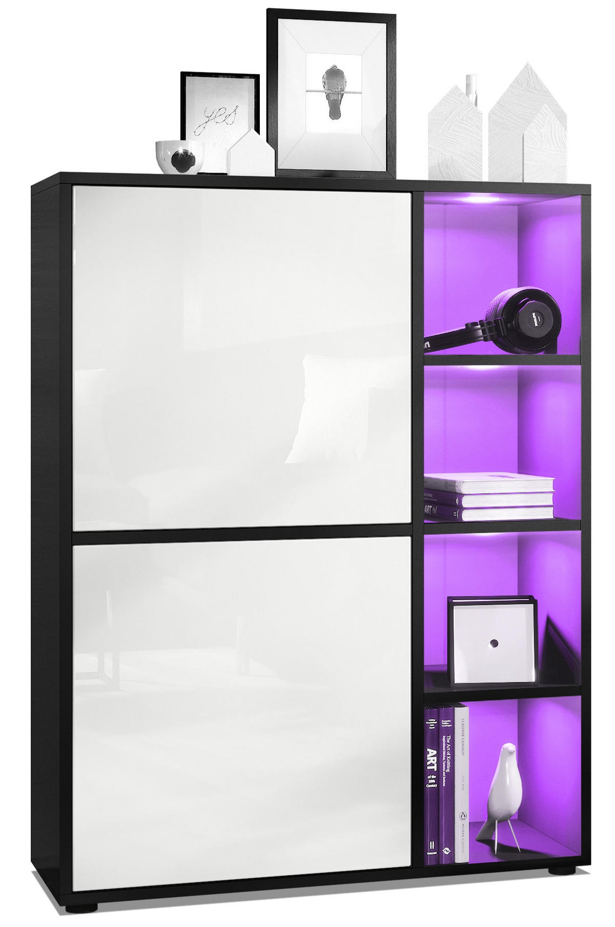 HIGHBOARD Cuba Türen in Weiß Hochglanz - Weiß Hochglanz, Holzwerkstoff (79/105.5/35.5cm) - Vladon