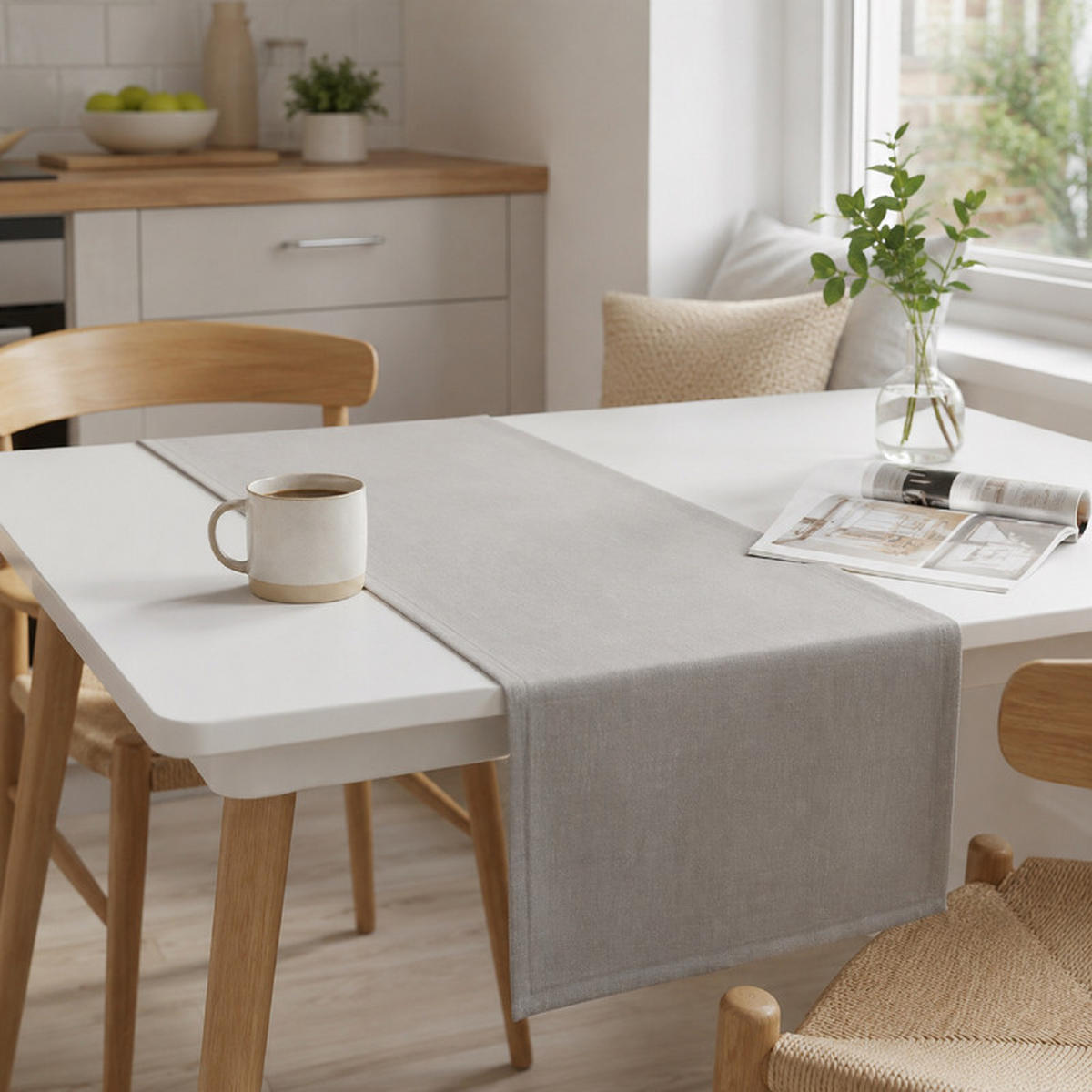 TISCHLÄUFER Dunkelgrau 30x140cm Leinenoptik, wasserabweisend & waschbar, moderne Tischdekoration - Dunkelblau, Textil (30/140cm) - SHOPENTRA