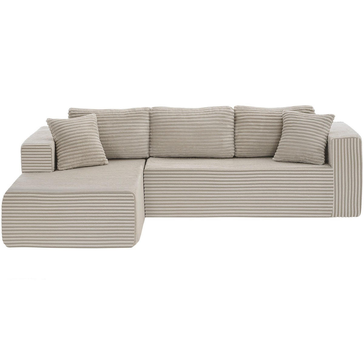 SOFA Relax, keine Montage, 250 cm Breite, Samtcord beige - Beige, Kunststoff/Textil (250/162cm) - tectake